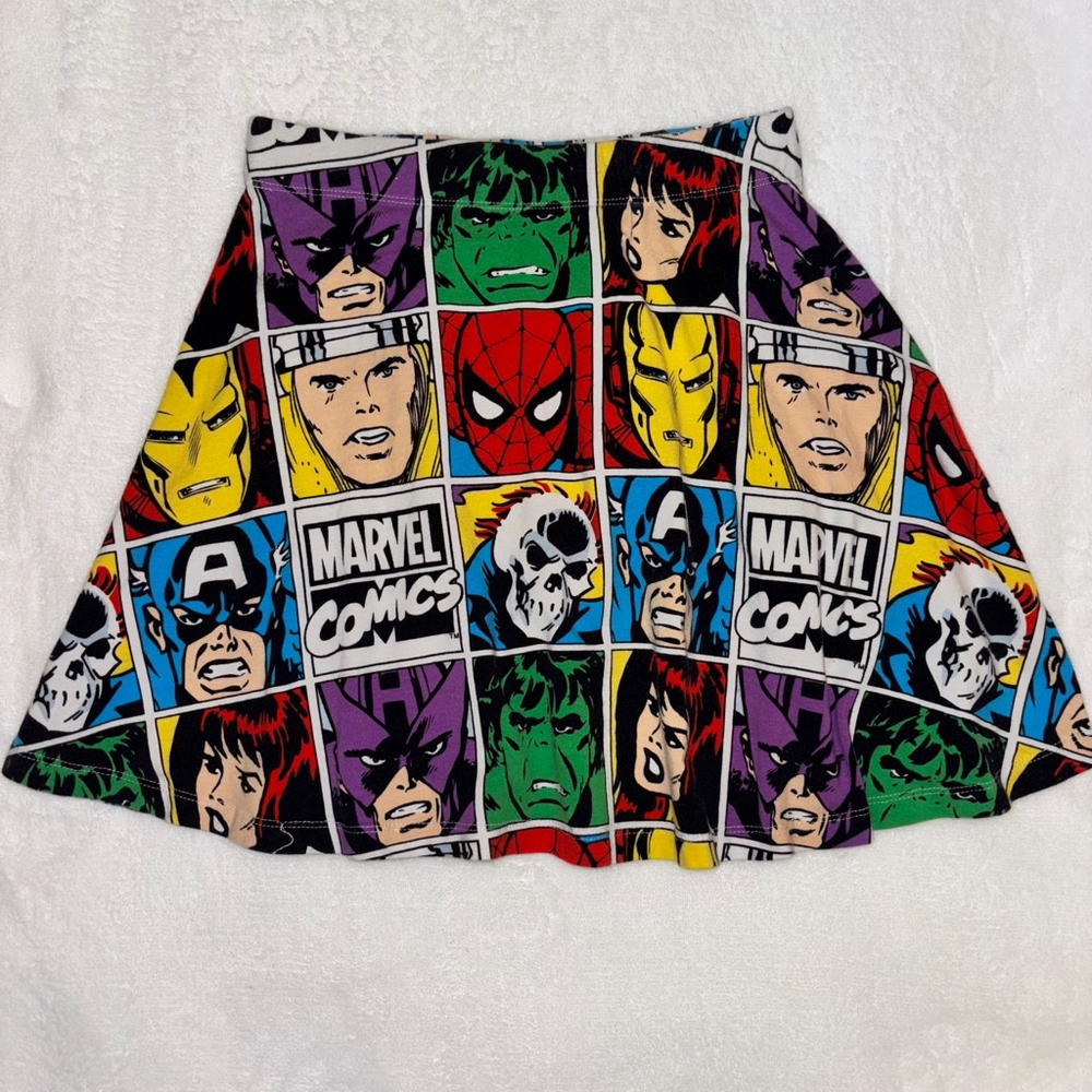 Marvel Comics Multicolor Pop Art Skater Skirt